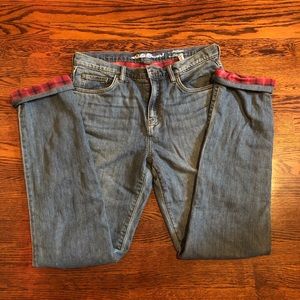 Woman’s Eddie Bauer Flannel Lined Boyfriend Jeans